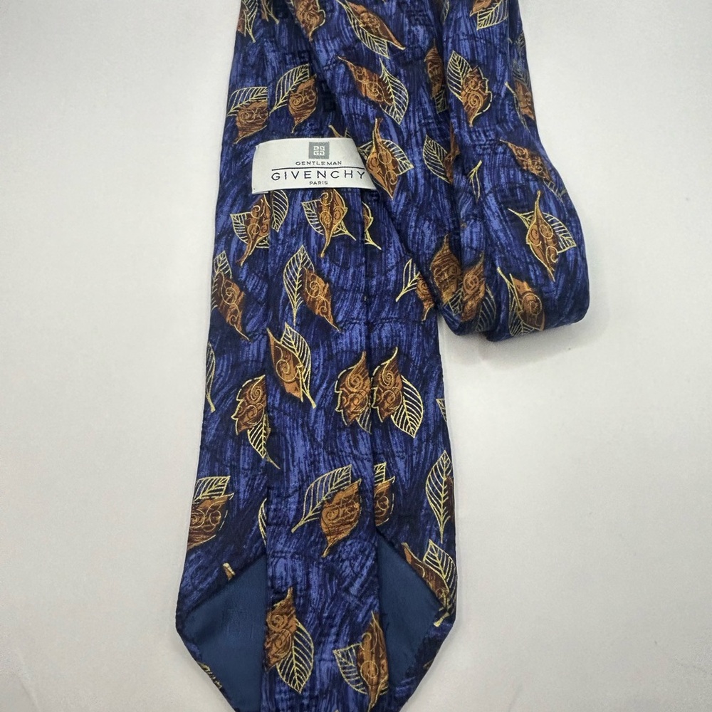 Givenchy Blue/Brown Leaf Patterned Tie
